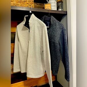 Two Men's zip up sweaters, IZOD & Van Heusen. Like new. Both for $30. Both Med.